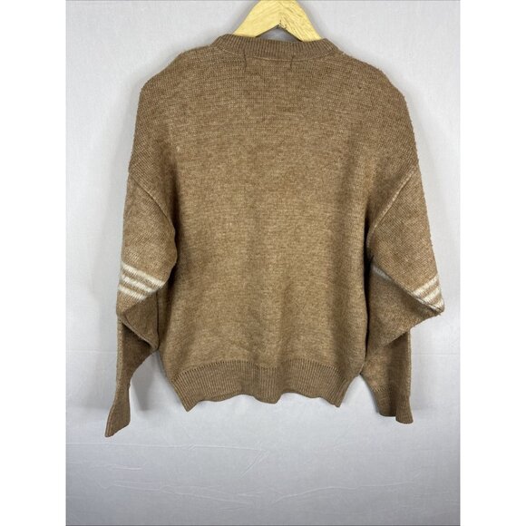 Vintage 80s Mohair Blend Sweater Tan White Grid Pattern Made In Korea Size 36 - Picture 5 of 5